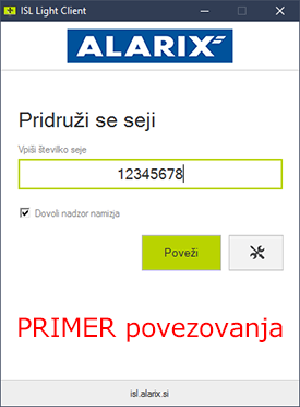 Primer povezovanja iSLight klienta